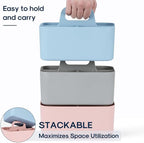 Multiuse Caddy Organizer with Handle, Portable Divided Plastic Tote Bin - Art Craft, Stationary Pen Marker Crayons, Makeup Hair Supplies Storage - Bathroom, Classroom, Dorm, Office, Desk Holder - Blue - Image 7