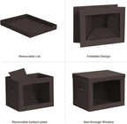 Homsorout Stackable Storage Bins with Lids - Medium Storage Box with Lids, Foldable Closet Boxes for Organizing, Wardrobe Clothes Organizer with Window, Cubes Bins for Living Room, 5 Pack, Brown - Image 7