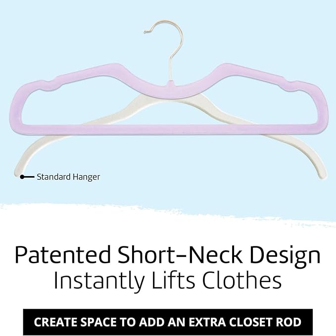 CUTSKY Velvet Hangers 50 Pack, Ultra Slim & Short Neck Hanger, 360 Swivel Hook, Space Saving Durable Non-Slip Felt Hangers,Beige b - Image 5