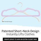 CUTSKY Velvet Hangers 50 Pack, Ultra Slim & Short Neck Hanger, 360 Swivel Hook, Space Saving Durable Non-Slip Felt Hangers,Beige b - Image 5
