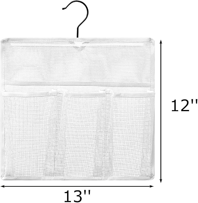 ALYER Mesh Shower Organizer,Shower Caddy with Rotating Detachable Metal Hanger, Quick Dry Bathroom Storage for Toiletry Accessories, Portable Shower Bag for RV,Dorm,Gym and Travel (White) - Image 2