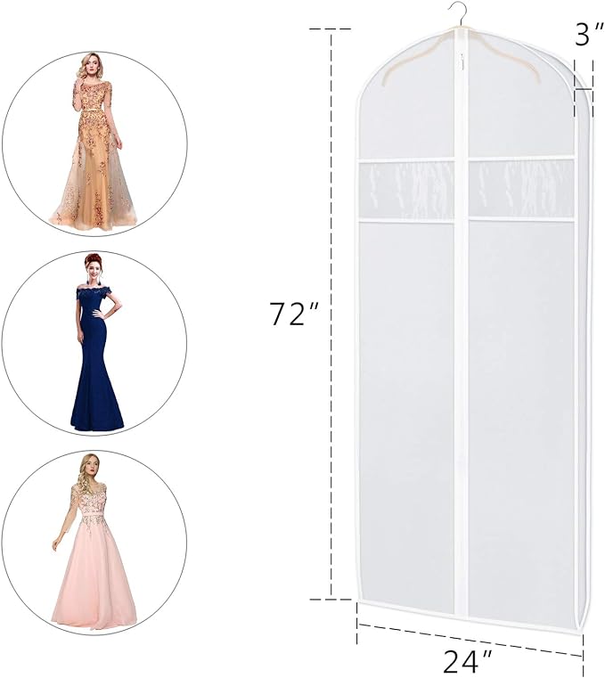 Zilink Dress Garment Bag for Storage Dress Cover Bag for Long Dresses 72 in - Image 2