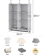 StorageWorks Hanging Closet Organizer with Rod, 6 Sections, 3 Tiers | Maximize Closet Space with 6 Open Sections and Built-in Rod for Hanging Clothes Below, Grey and White - Image 3