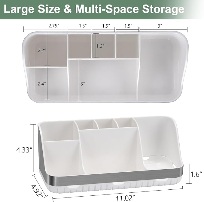 GFWARE Toothbrush Holders for Bathrooms Countertop Organizer - Kids Electric Toothbrush and Toothpaste Holder Detachable 7 Slots Tooth Brush Organization Bathroom Accessories Storage Vanity, Silver - Image 6