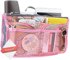 Vercord Purse Organizer Insert for Handbags Bag Organizers Inside Tote Pocketbook Women Nurse Nylon 13 Pockets Pink Flowers Medium - Image 2
