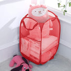 Pop up Hamper for Laundry, Collapsible Mesh Laundry Basket, Portable Foldable Clothes Hamper Storage Bin for Apartment, College Dorm or Travel, Red - Image 2