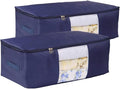 Comforter Storage Bags Pack of 2,Pillow Beddings/Blanket Clothes Organizer Storage Containers with Zippers,Breathable and Moistureproof(Navy blue 2pcs, XXL) by VEAMOR