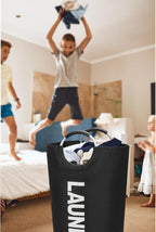 Maxsilan 90L Large Laundry Basket Bag, Collapsible Tall Hamper, Black - Image 9