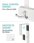 Mop and Broom Holder Wall Mount, No Drill Over the Door, White - Image 7