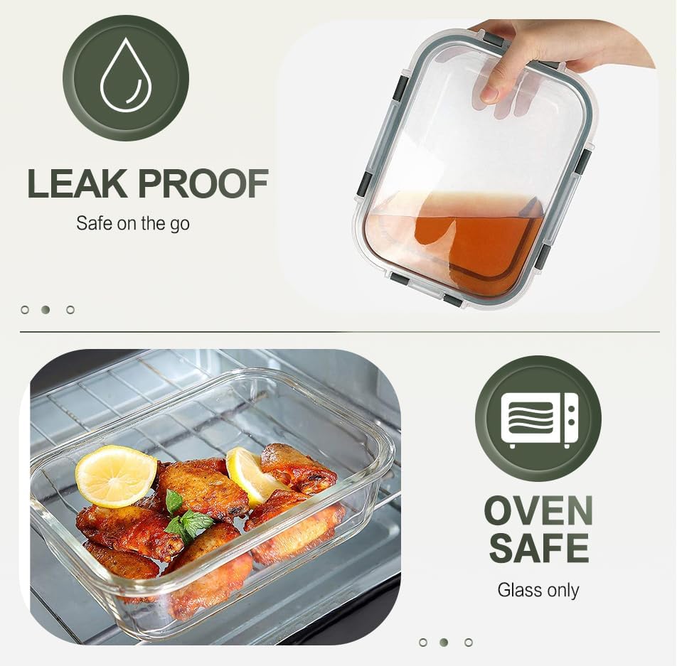KOMUEE 10 Packs 30 oz Glass Meal Prep Containers with Lids - Image 5