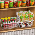 SANNO Freezer Baskets Wire Storage Baskets Closet Storage Baskets Bins Refrigerator Storage Containers for Home Office, Bathroom, Pantry Organization Storage Bins -Set of 3, White, 15.7" - Image 4