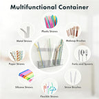 Acrylic Straw Holder for Cabinet Door - Child-Safe Organizer & Dispenser with Smooth Rounded Edges for Kitchen Accessories Storage, Adhesive Circles Included (Dark Transparent) - Image 6
