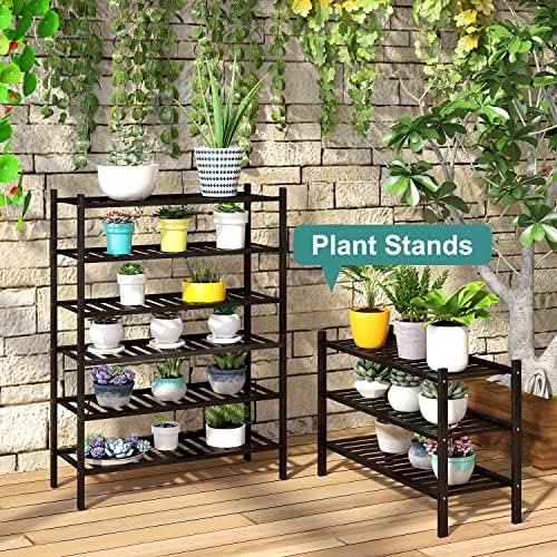 viewcare 3-Tier Black Bamboo Shoe Rack for Entryway, Stackable | Foldable | Natural, Shoe Shelf Storage Organizer for Hallway Closet, Free Standing Shoe Racks for Indoor Outdoor - Image 7