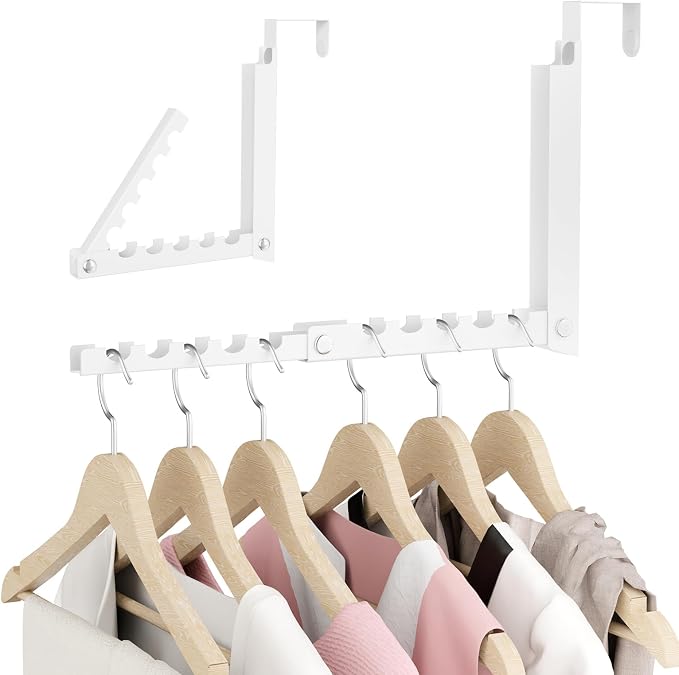 BAKON Over The Door Hanger Folding Clothes Drying Rack, Dorm Room Essentials for Guys Girls, Space Saving Over Door Hooks for Hanging Clothes Coat Towel Robe, College Dorm Essentialsls - 1 Pack by BAKON