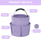 Cleaning Caddy with Handle, 17L Foldable Cleaning Supplies Organizer, Portable Storage Basket, Cleaning Supply Caddy, Multifunctional Cleaning Bucket Bag for Garden, Home, Kitchen (Purple) - Image 5