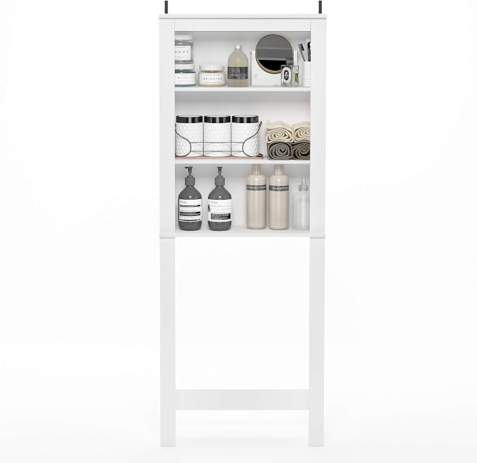 Furinno Indo White Over The Toilet Storage, Bathroom Storage Cabinet, Bathroom Shelf, Space Saving Over The Toilet Organizer, Plain White - Image 4