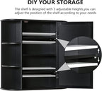 Iwell Bathroom Medicine Cabinet with Mirror, Wall Cabinet with 2 Adjustable Shelves & 6 Open Shelves, Bathroom Cabinet Wall Mounted, Over The Toilet Space Saver Storage Cabinet, Black - Image 7