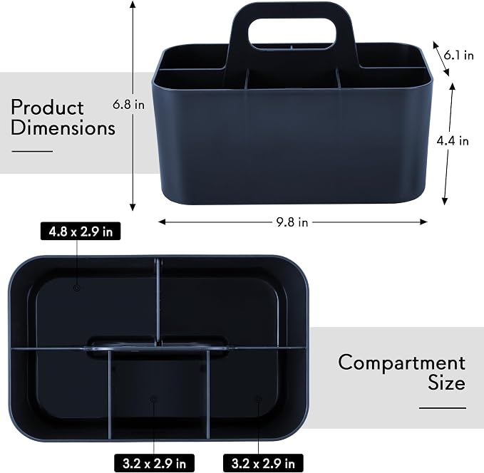 Tiawudi Multipurpose Caddy Organizer, Plastic Caddy with Handle, Stackable Desk Organizer for Stationery, Marker and Pencil, Office Supplies Organizer, Dorm Caddy - Image 2