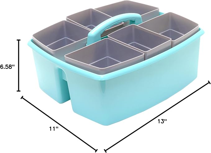 Storex Large Classroom Caddy with Cups, 13 x 11 x 6.575 Inches, Teal, Case of 2 (00984U02C) - Image 10