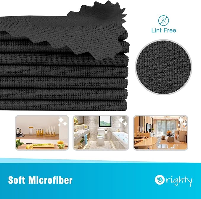 Orighty Microfiber Cleaning Cloth - 24 Pack, Black Cleaning Rags 12x11 inch - Image 2