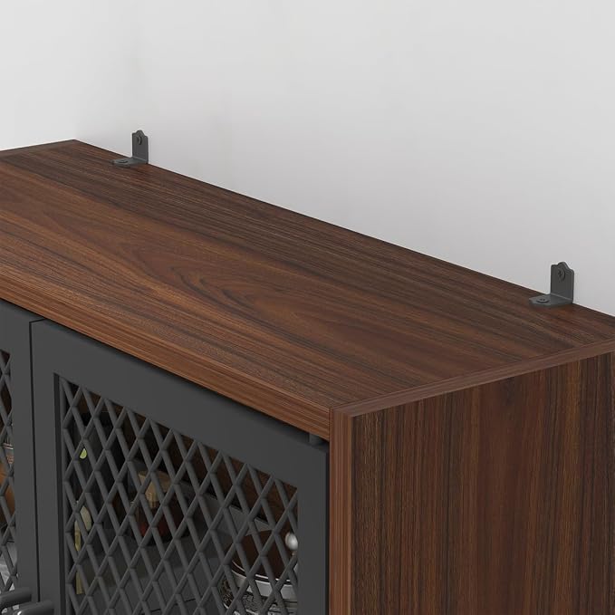 Launica 65 Inch Over The Toilet Storage Cabinet Wood and Metal Walnut - Image 4
