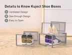 Kuject X-Large Shoe Storage Boxes 12 Pack, Clear Stackable Shoe Organizer | Shoe Case for Closet, Entryway & Under-Bed Storage, Drop-Front Design, Space-Saving Solution for Family Organization,Grey - Image 4