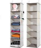2 Packs Hanging Closet Organizer, 6-Shelf Closet Organizers and Storage with Side Pockets, Collapsible Hanging Shelves for Closet & RV & College Dorm,Beige by WelcometoYRCBEHFU
