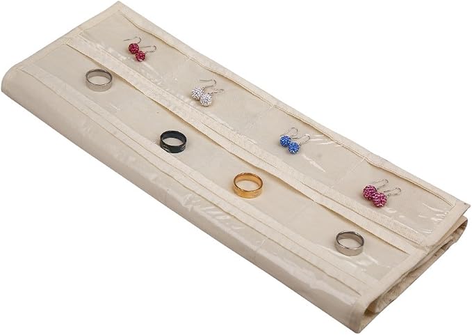BB Brotrade Hanging Jewelry Organizer,Accessories Organizer,80 Pocket Organizer for Holding Jewelries（Beige） - Image 3