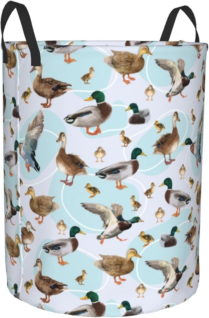 Green Duck Laundry Basket Storage Bin Foldable Laundry Hamper Clothes Storage Bucket Organizer 19.6x15.7 Inch For Laundry Room/Bedroom/Bathroom - Image 2