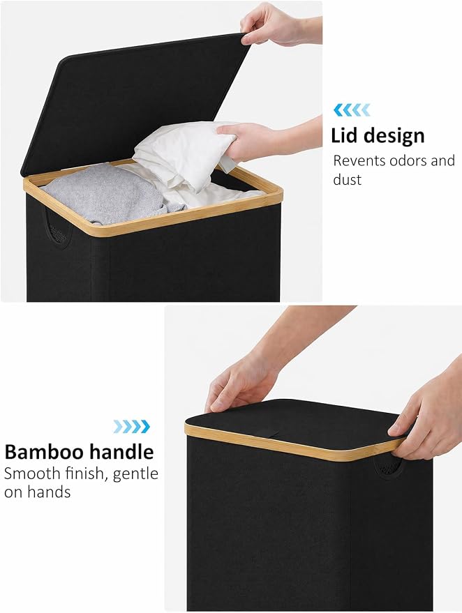 IEGrow Laundry Hamper with Lid,110L Laundry Basket with Mesh Bags,Black - Image 5
