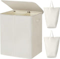 WOWLIVE 154L Double Laundry Hamper 2 Section with Lid and Removable Bags by WOWLIVE
