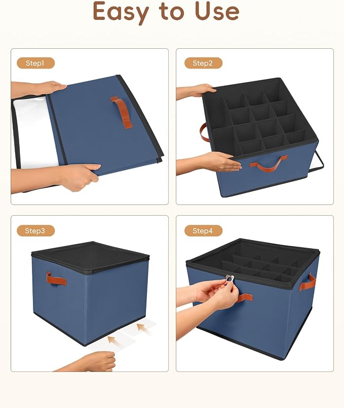 2 Pack Foldable Shoe Storage Bin Clear Lid Organizer for Entryway,Navy Blue - Image 5