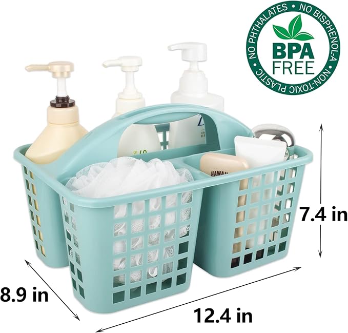 Portable Shower Caddy Basket Plastic Storage Basket with Divided Light Blue - Image 6