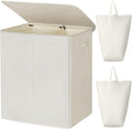 WOWLIVE 140L Double Laundry Hamper 2 Section with Lid and Removable Bags by WOWLIVE