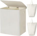 WOWLIVE 140L Double Laundry Hamper 2 Section with Lid and Removable Bags by WOWLIVE