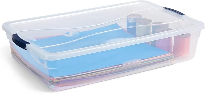 Rubbermaid Cleverstore 42 Quart Stackable Plastic Storage Container Organizer Bin with Latching Lids for Garage, Closet, and Classroom, Clear, 4 Pack - Image 2