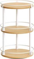 YATINEY 3-Tier Lazy Susan Organizer, Rotating Spice Rack, Spinning Organizer, Industrial Turntable Spice Rack Organizer for Cabinet, Kitchen Countertop, Pantry, White and Natural SR23WN by Yatiney