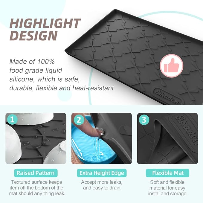 SIKADEER Waterproof Under Sink Mat 22" x 22" Silicone Mat Cabinet Protector - Image 5