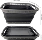 SAMMART 42L (11 Gallons) Collapsible Plastic Laundry Basket - Foldable Pop Up Storage Container/Organizer - Portable Washing Tub - Space Saving Hamper/Basket [BPA Free] (Grey/Black (Set of 2)) - Image 9