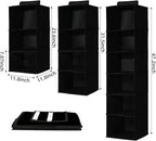 2 Packs Hanging Closet Organizer Storage, 6-Shelf Hanging Shelves for Closet, Closet Clothes Organizer and Storage with Side Pockets, Black - Image 2