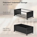 FOUCSSOMEI Under Bed Storage with Wheels, Wooden Under Bed Drawers On Wheels, Rolling Under Bed Shoe Storage, Space Saving, Black,Quadruple Size,90L - Image 3