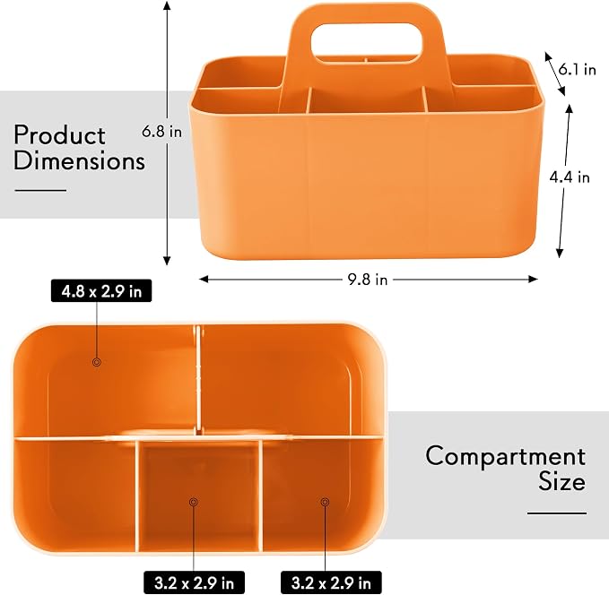 Tiawudi Multipurpose Caddy Organizer, Plastic Caddy with Handle, Stackable Desk Organizer for Stationery, Marker and Pencil, Office Supplies Organizer, Dorm Caddy - Image 2