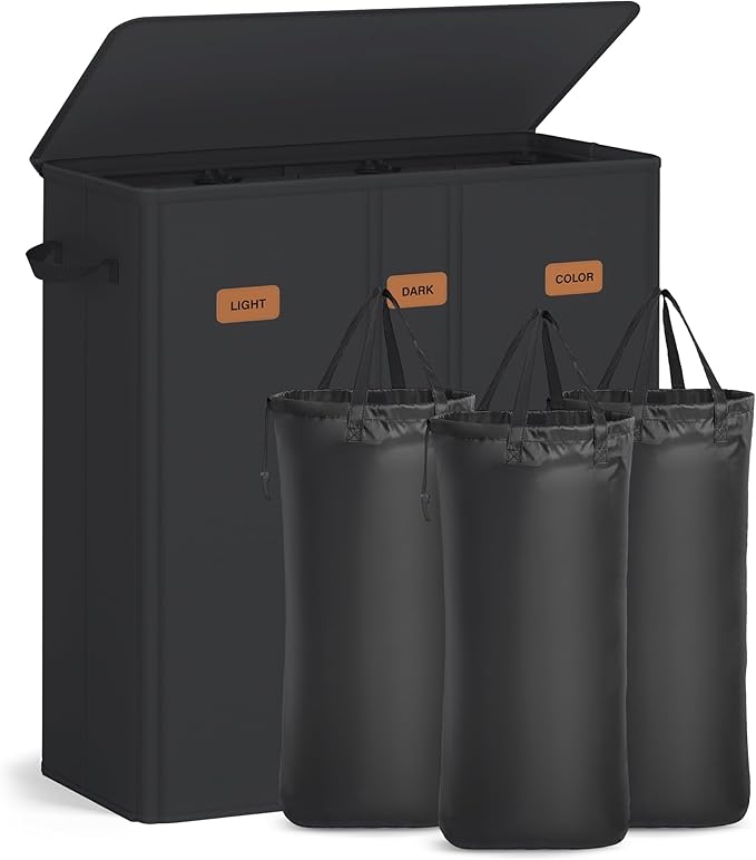 SONGMICS 160L Laundry Hamper, 4-Compartment Laundry Sorter with Lid by Unknown