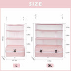 Surblue Hanging Closet Storage Bag Collapsible 3-Shelf Washable Oxford Fabric with 2 Hooks (L 11.41 * 11.41 * 19.68in, Pink) - Image 5