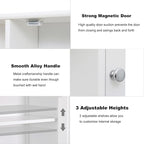 Iwell Bathroom Medicine Cabinet with Mirror, Bathroom Wall Cabinet with 2 Adjustable Shelves & 6 Open Shelves, Medicine Cabinet Organizer, Bathroom Cabinet Wall Mounted, White - Image 6