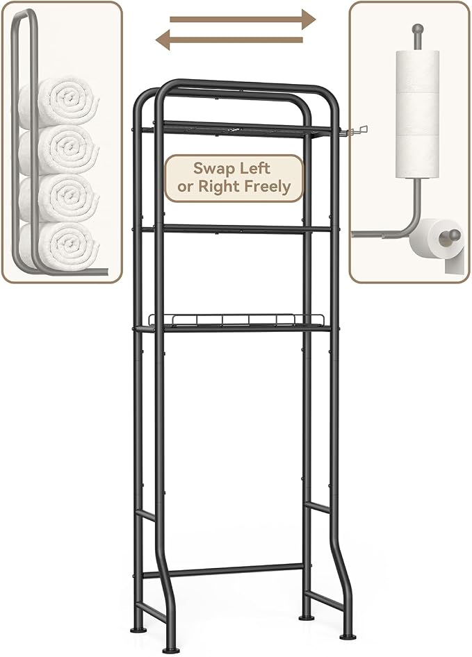 3-in-1 Over the Toilet Storage Rack, 3-Tier Toilet Organizer Shelf - Image 5