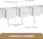 2Pcs Broom Holder Wall Mount, No-Drilling Self-Adhesive Mop and Broom Storage Rack with Hooks (4 Racks with 5 Hooks), Wall-Mounted Broom Hanger for Bathroom, Kitchen, Closet, Garage (White ﻿) - Image 9