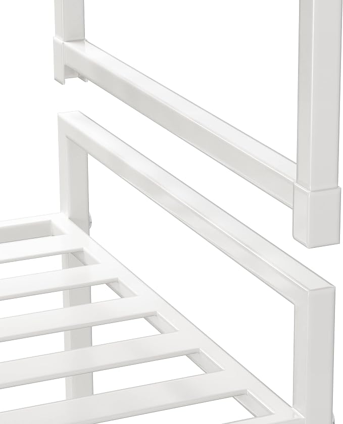 Simple Houseware 3-Tier Stackable Metal Panel Shoe Rack, White - Image 6
