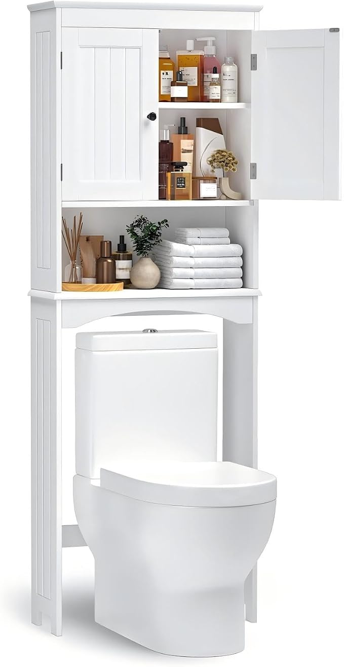 Bealife Over The Toilet Storage Cabinet with Open Shelf - White - Image 9