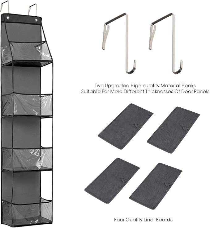 4-Shelf Over the Door Storage Hanging Closet Organizer (Grey) - Image 7